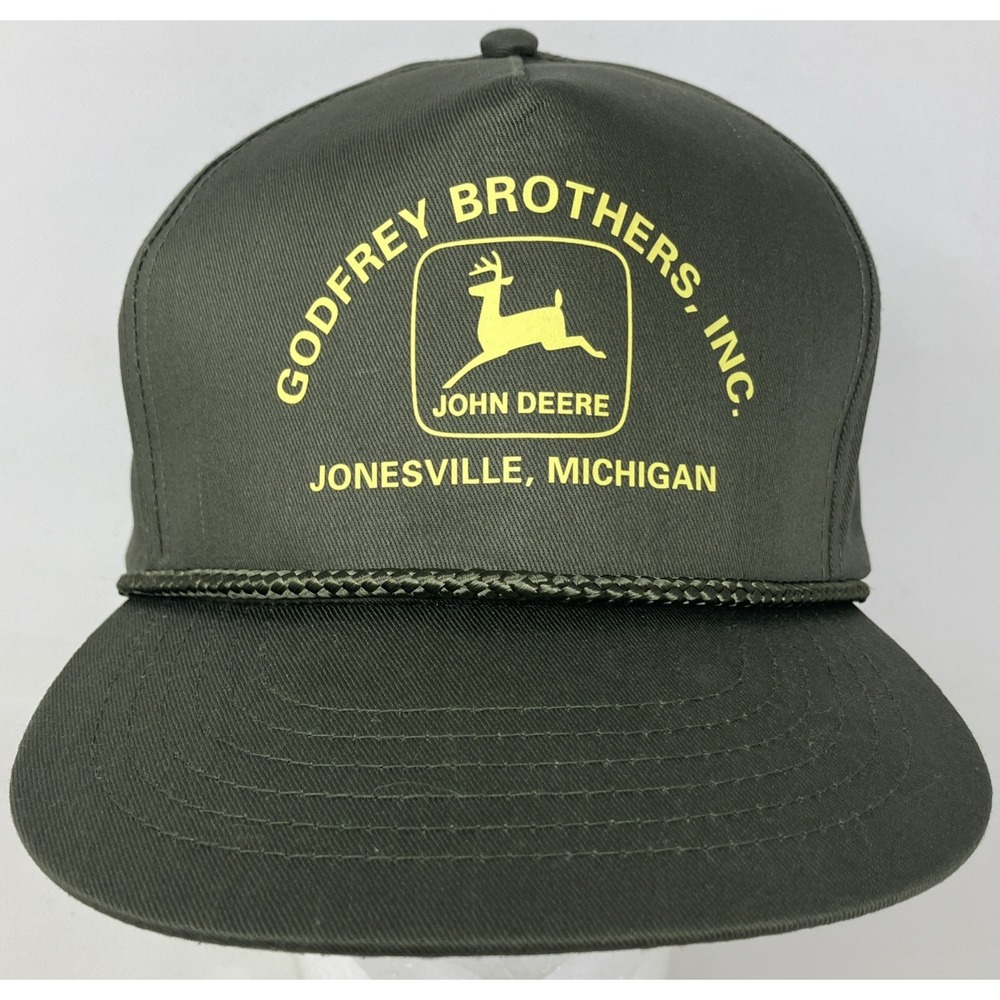 Vintage John Deere Godfrey Brothers Inc Jonesville Michigan Snapback Farm Hat